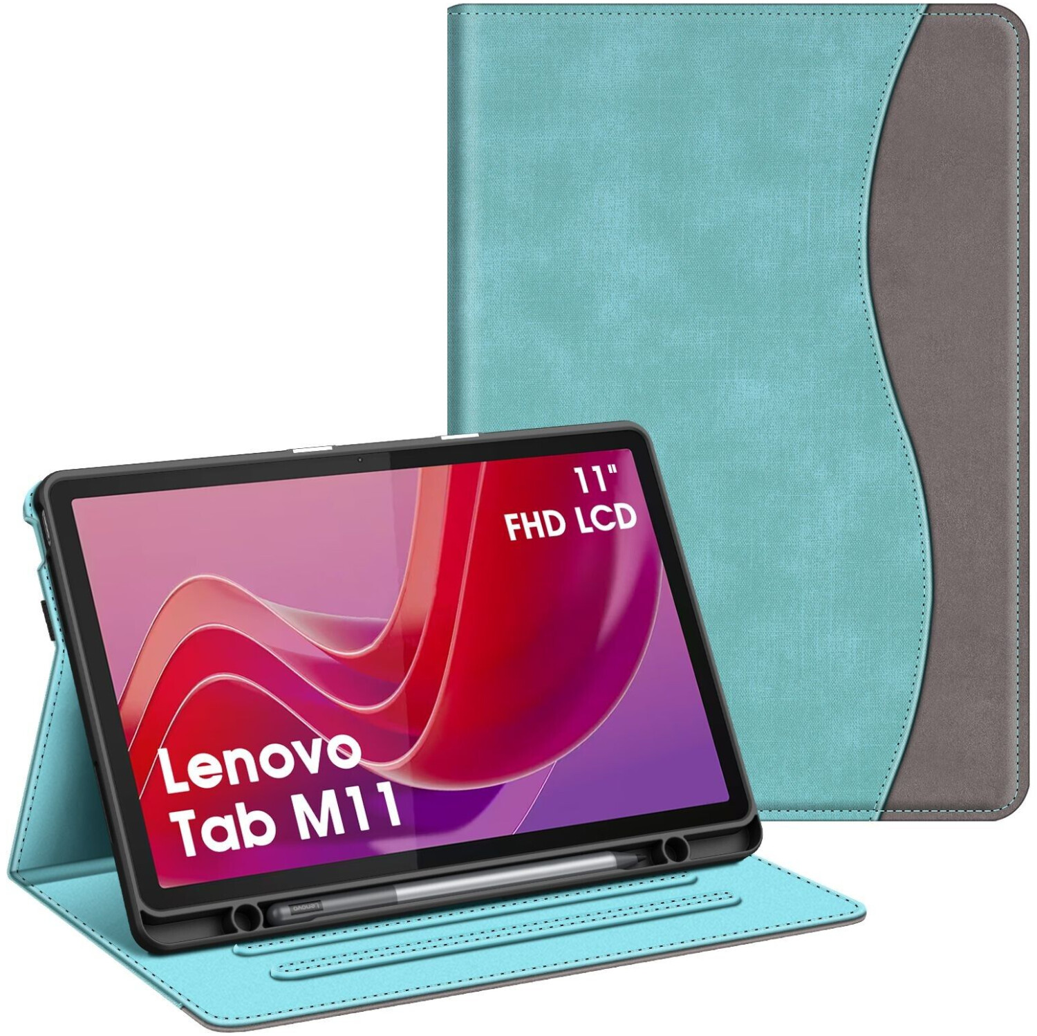 Custodia Per Lenovo Tab M11 (2024) Con Portapenne E Supporto - Blu Ghiaccio