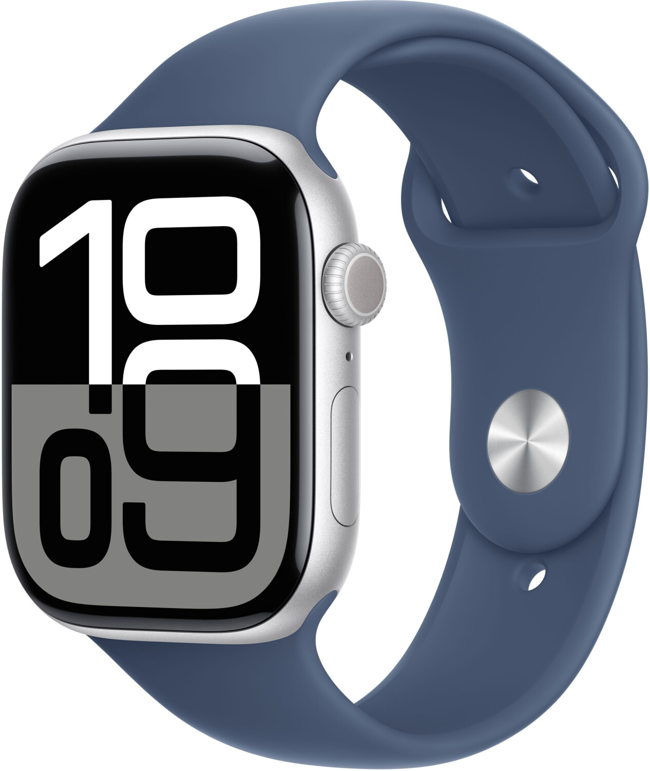 Apple Watch Series 10 4G 46 mm Aluminium argent Bracelet Sport denim S/M