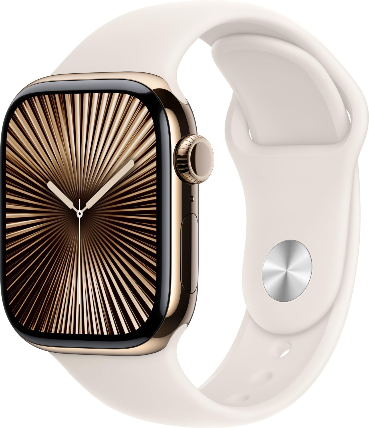 Apple Watch Series 10 4G 42 mm Titane or Bracelet Sport lumière stellaire S/M