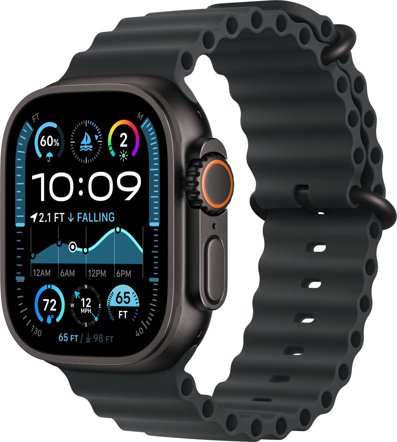 Apple Watch Ultra 2 (2024) Titane noir Bracelet Ocean noir