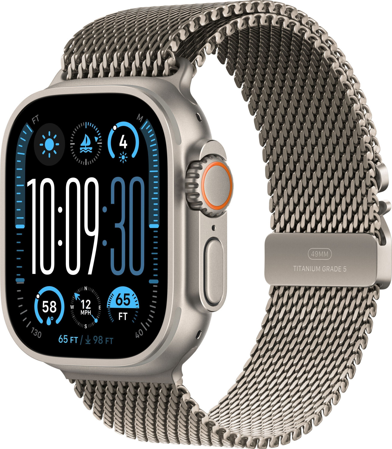 Apple Watch Ultra 2 (2024) Titane Naturel Boucle Milanaise Titane L