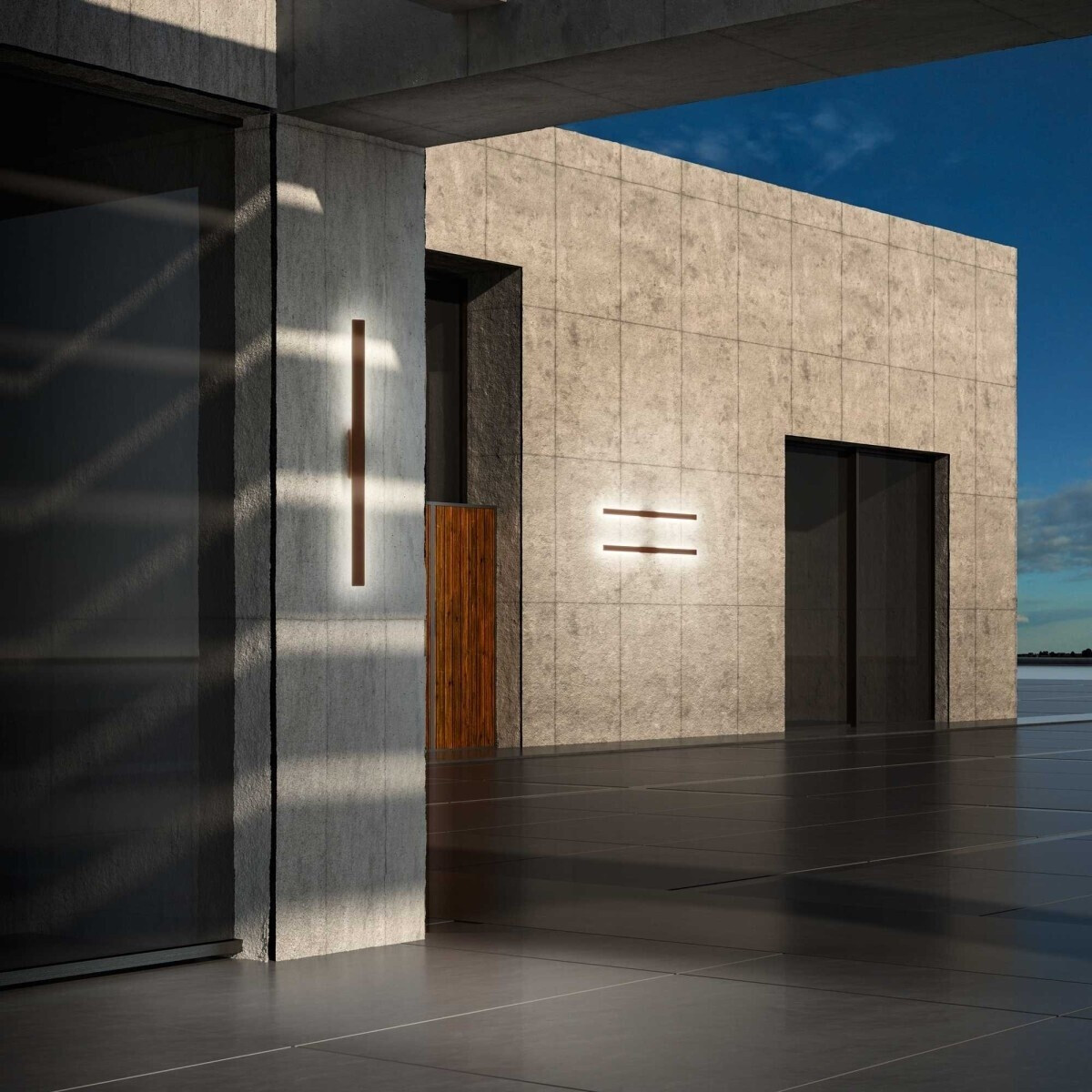 IDEAL LUX LINEA LED wall light 23W brown IP54 warm white 328591