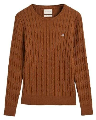 GANT cable knit round neck sweater in stretch cotton (4800100) cocao brown