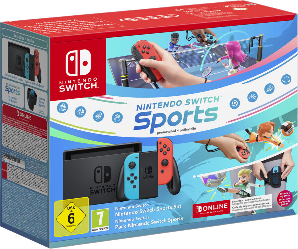 Nintendo Switch neon-rot/neon-blau Nintendo Switch Sports Set + 12 Monate Nintendo Switch Online