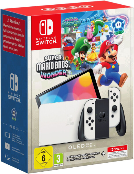Nintendo Switch (OLED-Modell) weiß + Super Mario Bros. Wonder + 12 Months Nintendo Switch Online