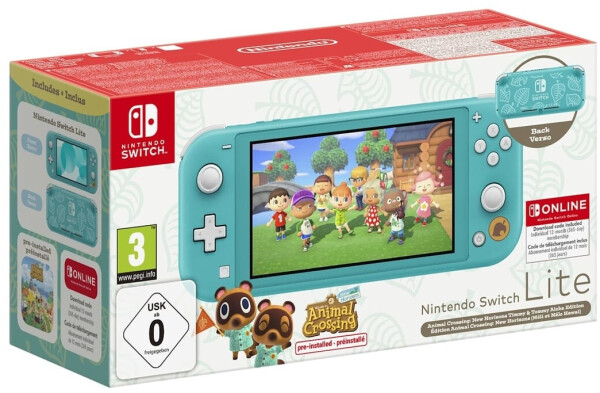 Nintendo Switch Lite türkis inkl. Animal Crossing: New Horizons Timmy & Tommy Aloha Edition + 12 Monate Switch Online
