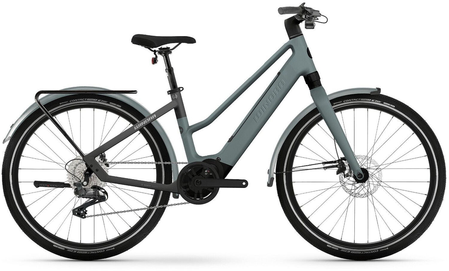 Winora iRide Pure X10 MID i400Wh - 27,5 Damen City E-Bike (2024) Mid nile blue matt / black matt