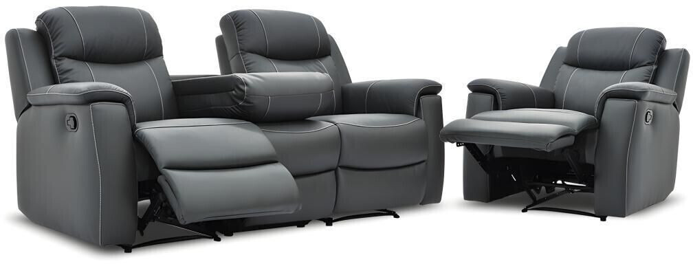 Vente-unique Leather suite Relax 3+1 - anthracite - EVASION