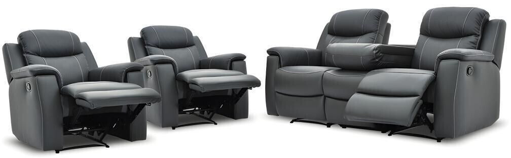 Vente-unique Leather suite Relax 3+1+1 - anthracite - EVASION