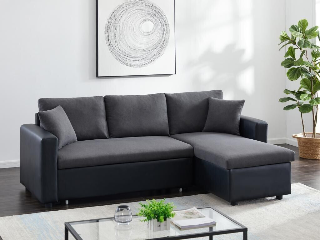 Vente-unique Corner sofa GAZUR - & artificial leather - corner changeable - anthracite & black