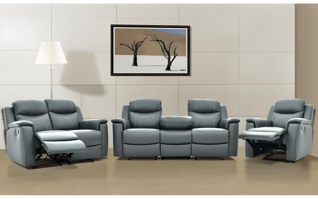Vente-unique Leather suite Relax 3+2+1 - anthracite - EVASION