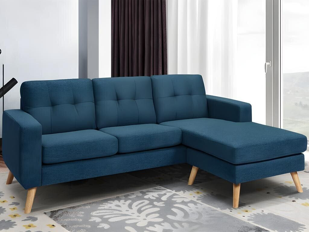 Vente-unique Corner sofa - corner changeable - dark blue - BARTOLOME