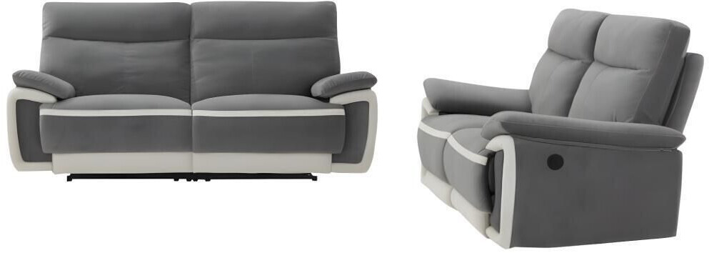 Vente-unique Couch set with electric relaxation function 3+2 METTI - velvet - gray