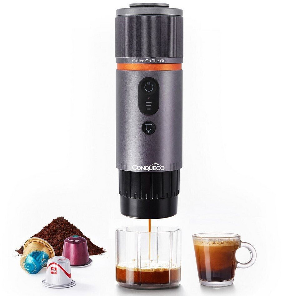 Conqueco Coffee machine 12V self-heating silver