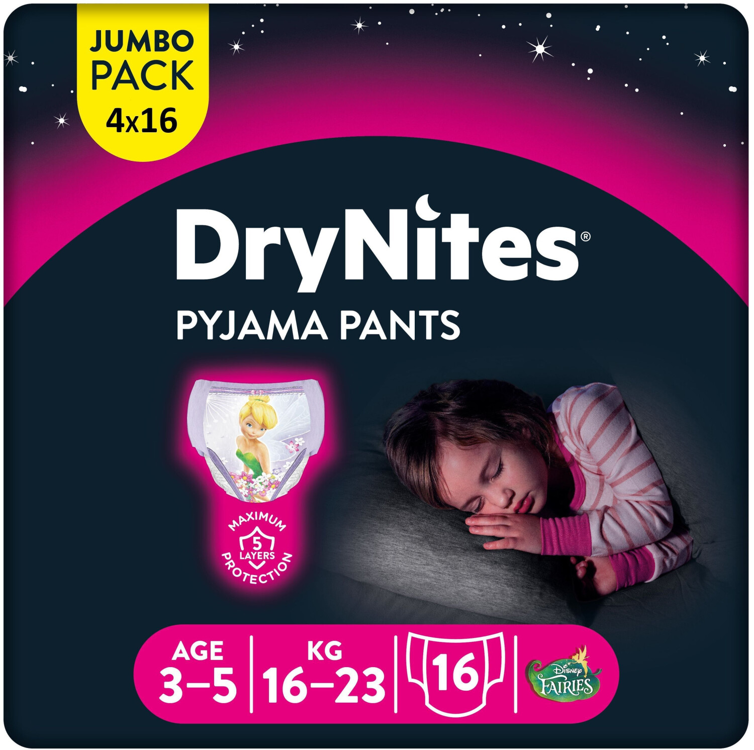 Huggies DryNites pyjama pants girls 3-5 years 64 pcs.