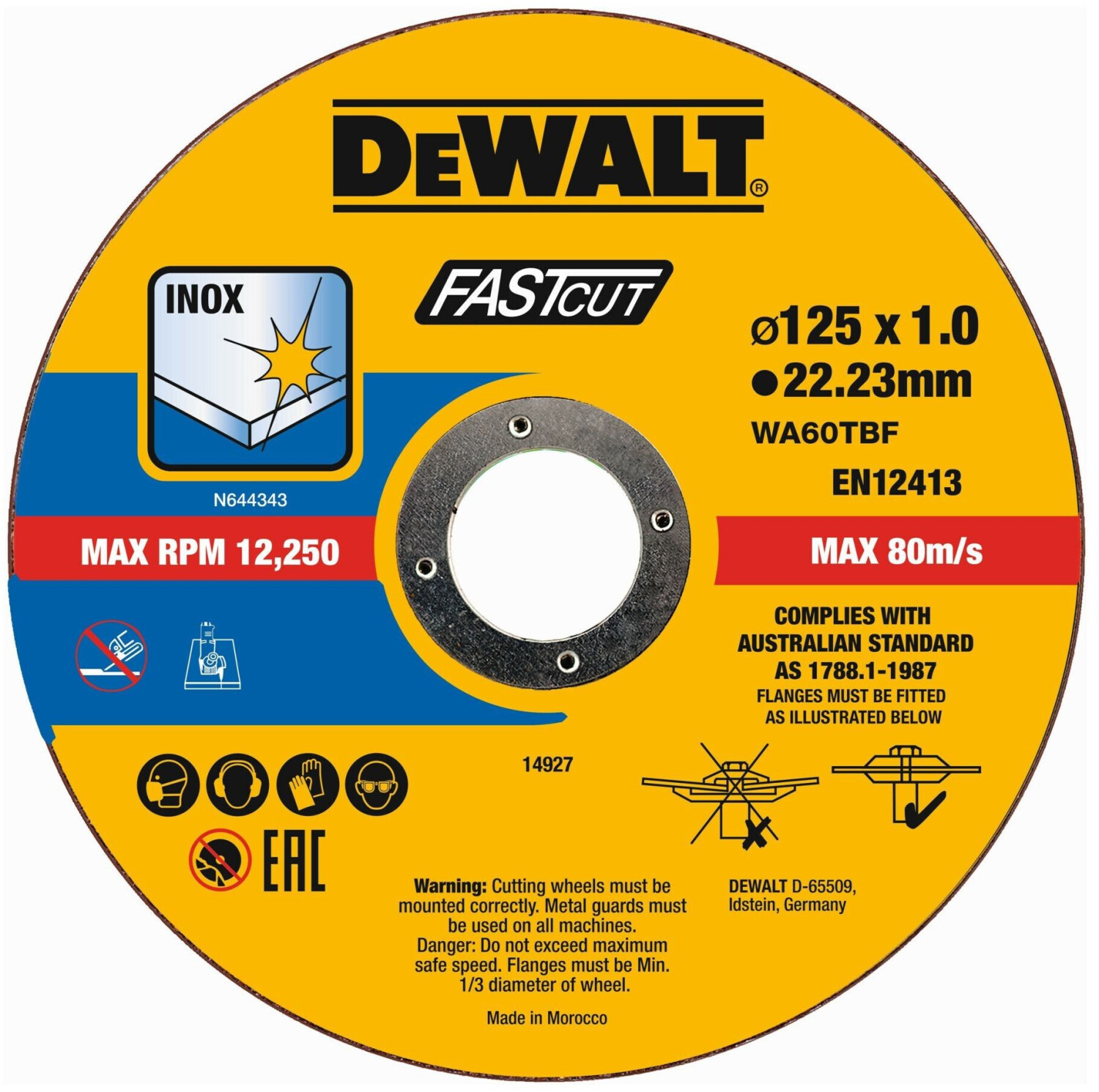 DeWalt High Performance 125 x 1 x 22,23mm piece 100 (DT20540-QZ)