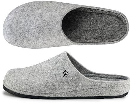 Strobl Winter Warm felt slippers for men with rubber sole F05 grey