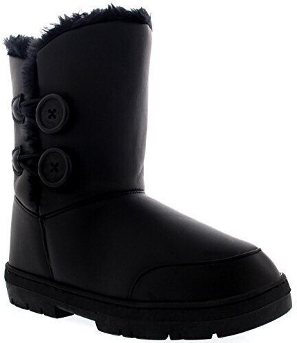 Holly Twin Button Fur Snow Rain Winter Fur black leather BLL40 AEA0271
