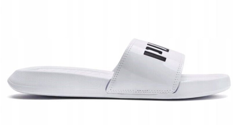 Puma Popcat Patent white sliders