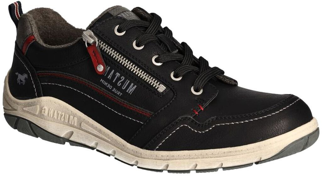 MUSTANG Sneaker lace-up shoe half shoe zipper 4160-301 black