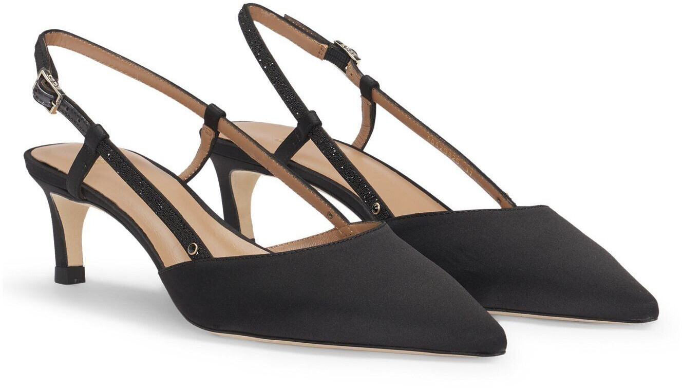 Hugo Boss Slingbacks made of soft satin with pointed cap Janet SLB50 ST HC 50529825 black