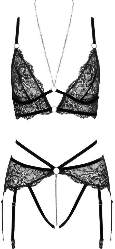 Abierta Fina Ouvert suspender set black