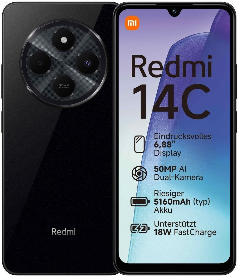 品質保証 128GB 4GB 14C Redmi Xiaomi Midnight (oggi 78,27 € a Black スマートフォン本体