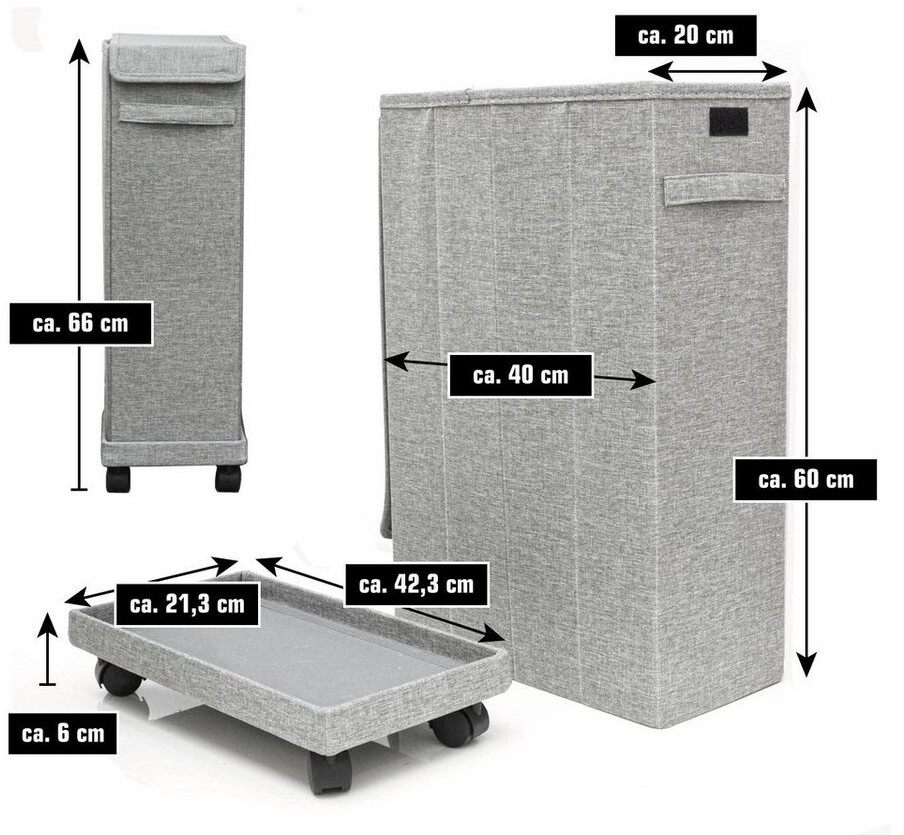 Dune Design Narrow laundry basket 20x40x60 cm 50 L gray