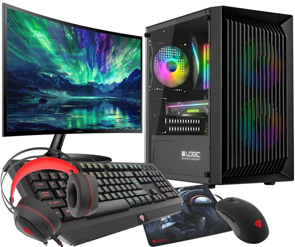 VIST Gaming PC Set Ryzen 5 3600 RX 6600 32GB 1TB M.2 WIFI W11 LCD 24