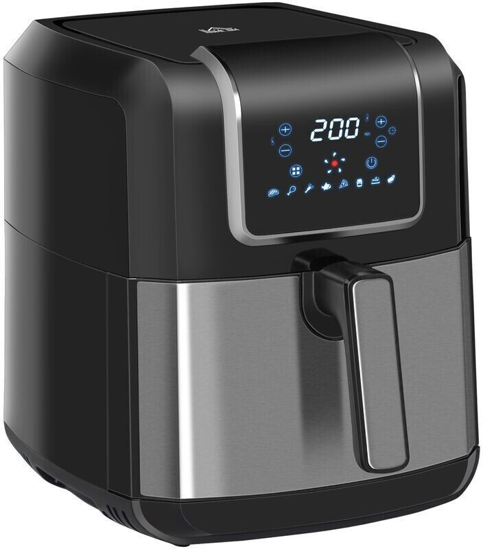 HomCom Air fryer 6,5 L gris et noir