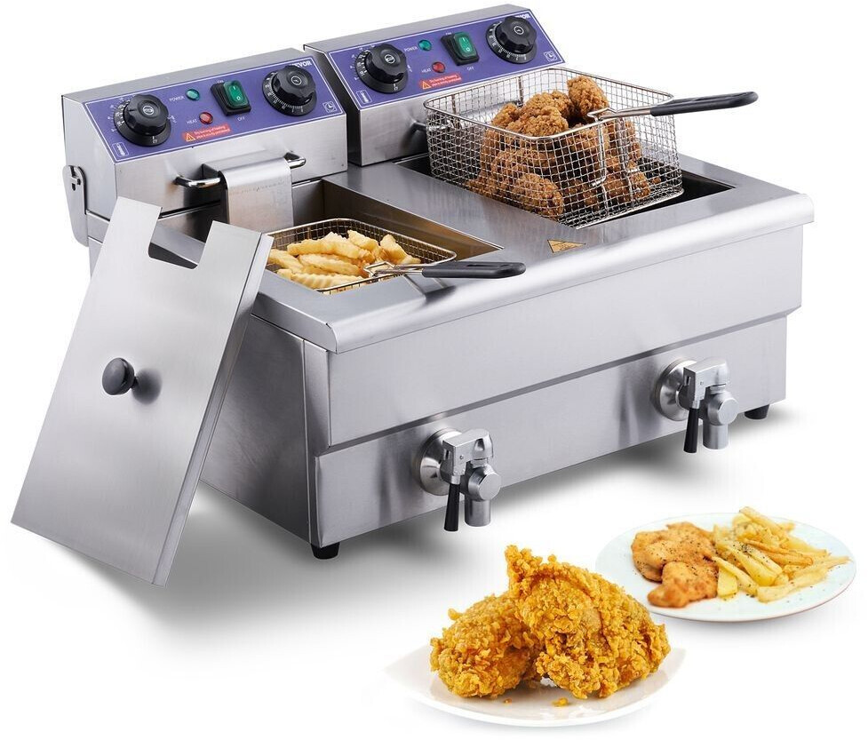 VEVOR Friteuse commerciale 2 cuves inox 12 L