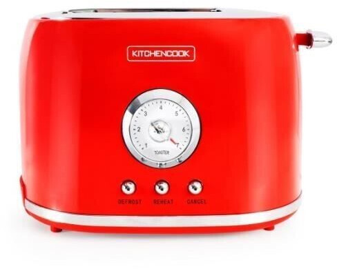 KitchenCook Grille-pain rétro double fentes rouge