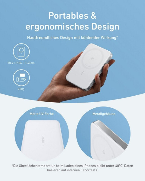 Anker MagGo Powerbank (10.000mAh, Slim) Weiß, Bild 10