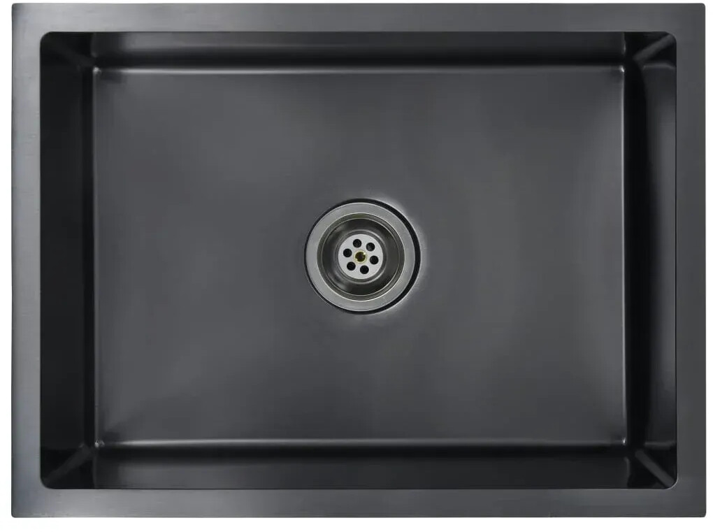 vidaXL Évier de cuisine fait à la main Acier inoxydable 59 x 44 x 20 cm noir (145084)