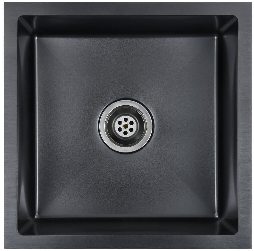 vidaXL Handmade Kitchen Sink Stainless Steel 44 x 44 x 20 cm Black