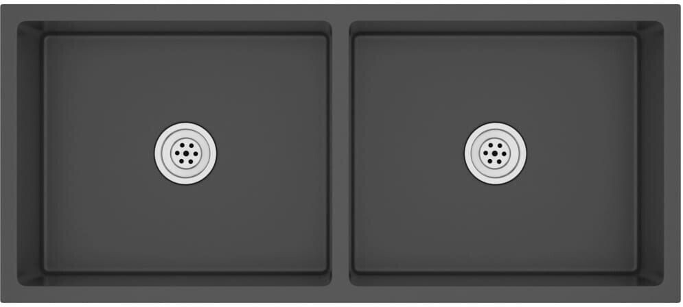 vidaXL Handmade Kitchen Sink Stainless Steel 100 x 44 x 20 cm (2 Sinks) Black