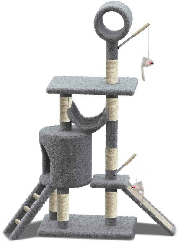 Vounot Arbre à Chat Geant avec Griffoir XXL Arbre à Grimper pour Chat Centre d’Activités avec Niche et Plateformes pour Félins Hauteur 154cm Gris