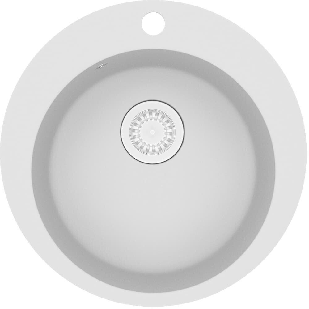 vidaXL Évier de cuisine en granit Bac unique Rond 50,5 x 50,5 x 29 cm blanc (144865)