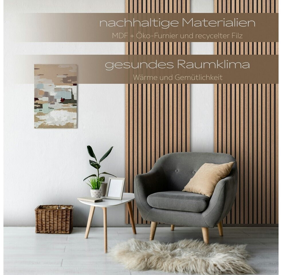 HEXIM APH10 Akoestische panelen, 0,83 m², flexibele lamellenwand, hout, MDF, 138,5 x 60 cm, wandpanelen, lamellenbekleding, binnendecoratie, geluidsisolerend (1 paneel, Chicago Concrete - APH10