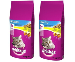 Trockenfutter 14KG Preisvergleich Whiskas Trockenfutter Fr Kastrierte  Katzen  Huhn-Geschmack, Gefllte Kroketten, Fr Sensible Harnwege Whiskas  Knuspertaschen