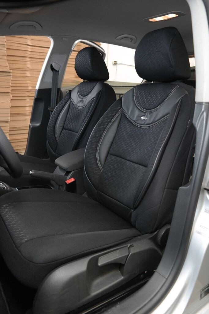 BREMER Coprisedile In Ecopelle Per Mercedes Vito/Viano W639 - Nero Con Cuciture Blu (OT406) Con Tasca