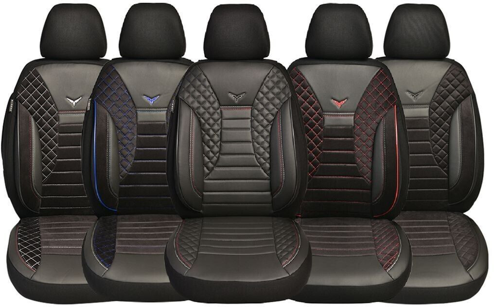 Bremer Sitzbezüge Seat Alhambra 1 Driver & Passenger from 1996-2009 2er Pack in Black/Reds Seam (PS802)