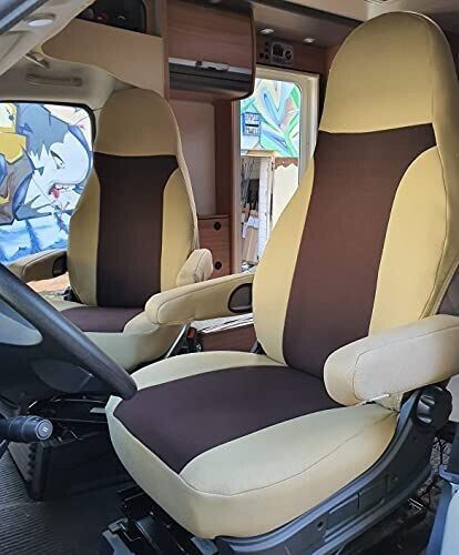 Bremer Sitzbezüge Schonbezüge Wohnmobil Camper Ducato Driver & Passenger 830 Slipcover Set in Beige/Braun