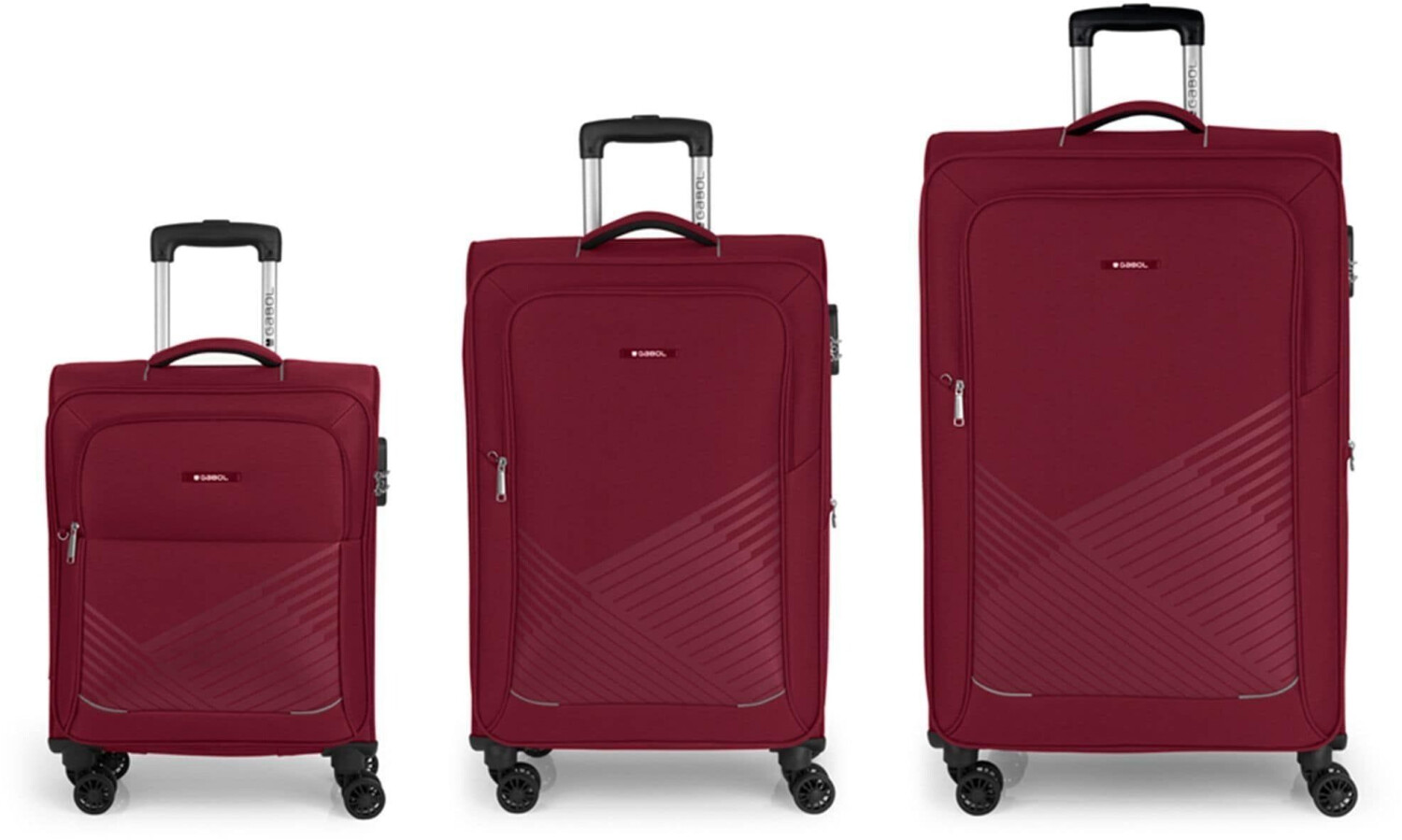 Gabol Juego 3 4-Wheel-Trolley Set 3-pieces (122701) bordeaux