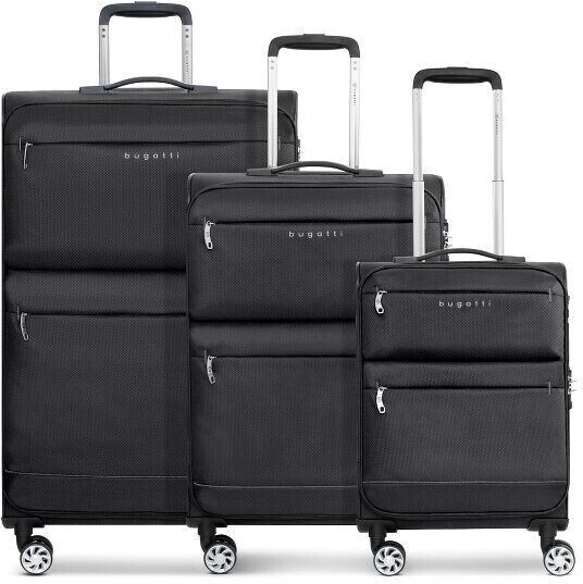 Bugatti Go Light Soft 4-Wheel-Trolley Set 3-pieces (12360) black