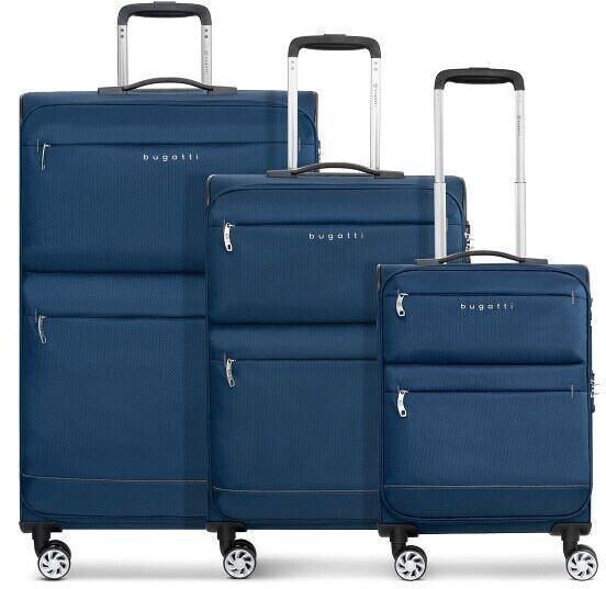 Bugatti Go Light Soft 4-Wheel-Trolley Set 3-pieces (12360) blue