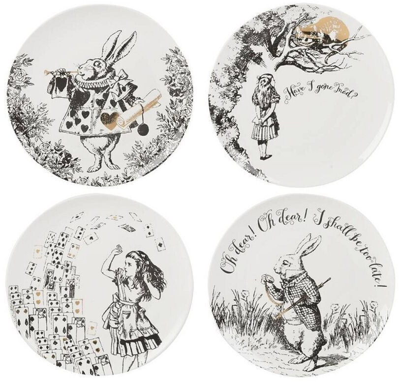 Creative Tops SET OF 4 cake plates ALICE IN WONDERLAND D. 20.5cm porcelain round