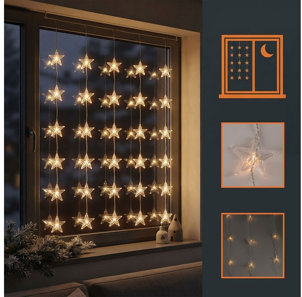 Spetebo Led Sternen Lichtervorhang warm weiß - 100 cm - Weihnachten Fenster Deko Lichterkette Innen ab 16,95 € (Oktober 2026)