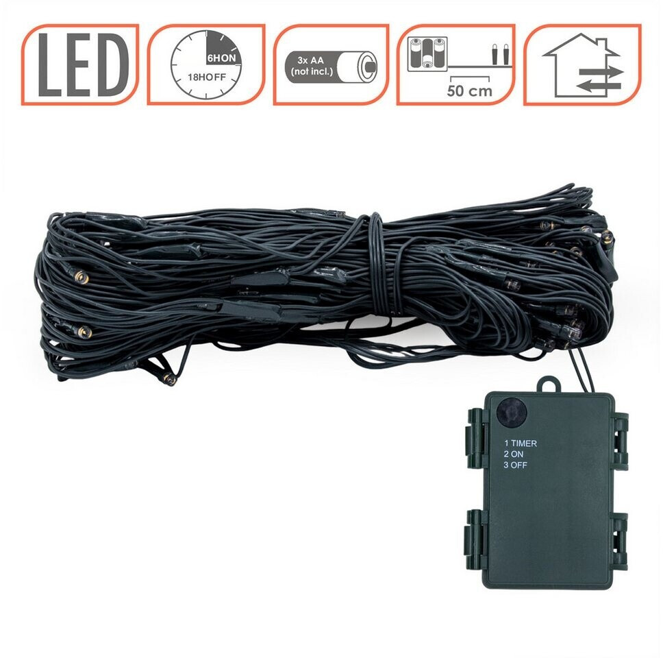 Spetebo Led Lichternetz 1,5 m mit 100 Led in warm weiß - Batterie betrieben - Garten Deko Lichervorgang ab 17,95 € (Oktober 2026)