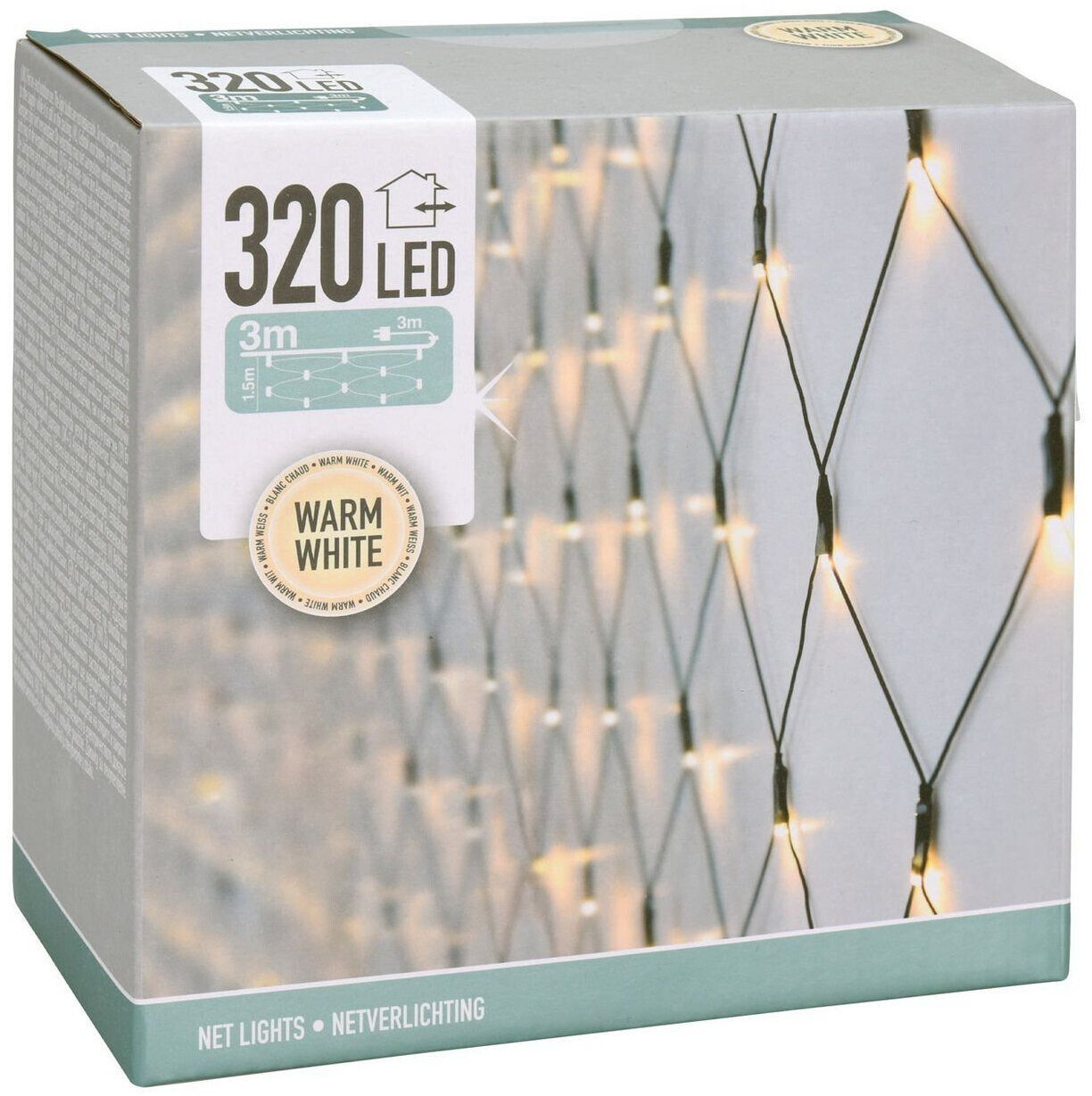 Spetebo Decorative light net with 320 LEDs - warm white - garden light curtain 300 x 150 cm for outside with cable and power plug